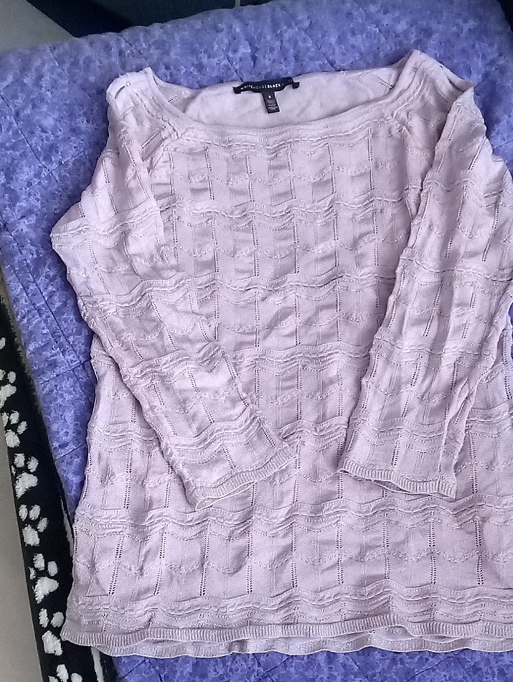 White House Black Market Lavender Knit Long-Sleeve Dress Top